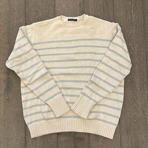 Brandy Melville Cream and Gray Striped Sweater